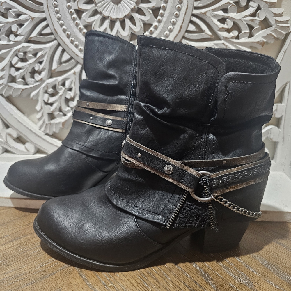 Jellypop Black Ankle Boots with Straps Womens 8.5W - Picture 5 of 8